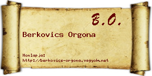 Berkovics Orgona névjegykártya